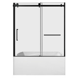 Kingston Brass 60" Acrylic Rectangular 3-Wall Alcove Tub Combo with Tub Door (Right Hand Drain), White/Matte Black - KVTAM6032R210