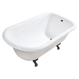 Kingston Brass 48" Cast Iron Classic Flat-Rim Roll Top Clawfoot Tub (No Faucet Drillings), White/Matte Black - VCTND483117W0