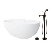 Kingston Brass 65" Solid Surface Oval Double Ended Freestanding Tub with Faucet Combo and Drain, Oil Rubbed Bronze - KRTRS6531135AL