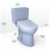 TOTO® Drake® WASHLET®+ Two-Piece Elongated 1.6 GPF Universal Height TORNADO FLUSH® Toilet with S2 Bidet Seat, Cotton White - MW7763346CSFG#01