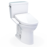 TOTO® Drake® WASHLET®+ Two-Piece Elongated 1.6 GPF Universal Height TORNADO FLUSH® Toilet with S2 Bidet Seat, Cotton White - MW7763346CSFG#01