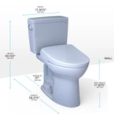 TOTO® Drake® WASHLET®+ Two-Piece Elongated 1.6 GPF Universal Height TORNADO FLUSH® Toilet with S2 Bidet Seat, 10 Inch Rough-In, Cotton White - MW7763346CSFG.10#01