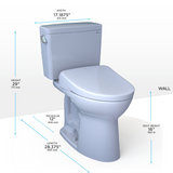 TOTO® Drake® WASHLET®+ Two-Piece Elongated 1.28 GPF TORNADO FLUSH® Toilet with S5 Bidet Seat, Cotton White - MW7763446CEG#01