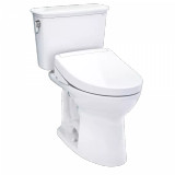 TOTO® Drake® Transitional WASHLET®+ Two-Piece Elongated 1.28 GPF Universal Height TORNADO FLUSH® Toilet with S5 Bidet Seat, Cotton White - MW7863446CEFG#01