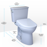 TOTO® Drake® Transitional WASHLET®+ Two-Piece Elongated 1.28 GPF Universal Height TORNADO FLUSH® Toilet with S5 Bidet Seat, Cotton White - MW7863446CEFG.10#01