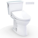 TOTO® Drake® Transitional WASHLET®+ Two-Piece Elongated 1.28 GPF Universal Height TORNADO FLUSH® Toilet with S5 Bidet Seat, Cotton White - MW7863446CEFG.10#01