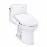TOTO® WASHLET+® UltraMax® II 1G® One-Piece Elongated 1.0 GPF Toilet and WASHLET+® S2 Bidet Seat, Cotton White - MW6043346CUFG#01