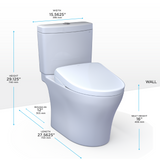 TOTO® WASHLET+®  Aquia IV Two-Piece Elongated Dual Flush 1.28 and 0.9 GPF Toilet and WASHLET S2 Bidet Seat, Cotton White - MW4463346CEMGN#01