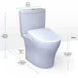 TOTO® WASHLET®+ Aquia® IV Two-Piece Elongated Universal Height Dual Flush 1.28 and 0.9 GPF Toilet and WASHLET S2 Bidet Seat, Cotton White - MW4463346CEMFGN#01