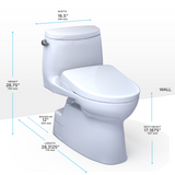 TOTO® WASHLET+® Carlyle® II One-Piece Elongated 1.28 GPF Toilet and WASHLET+® S2 Bidet Seat, Cotton White - MW6143346CEFG#01