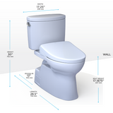 TOTO® WASHLET+® Vespin® II Two-Piece Elongated 1.28 GPF Toilet and WASHLET+® S2 Bidet Seat, Cotton White - MW4743346CEFG#01