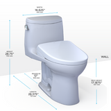 TOTO® WASHLET+® UltraMax® II One-Piece Elongated 1.28 GPF Toilet and WASHLET+® S5 Bidet Seat, Cotton White - MW6043446CEFG#01