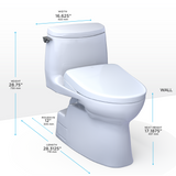 TOTO® WASHLET+® Carlyle® II 1G® One-Piece Elongated 1.0 GPF Toilet and WASHLET+® S2 Bidet Seat, Cotton White - MW6143346CUFG#01
