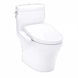 TOTO® WASHLET®+ Aquia IV® Cube Two-Piece Elongated Dual Flush 1.28 and 0.9 GPF Toilet with S2 Bidet Seat, Cotton White - MW4363346CEMFGN#01