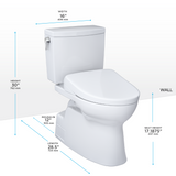 TOTO® WASHLET+® Vespin® II 1G® Two-Piece Elongated 1.0 GPF Toilet and WASHLET+® S2 Bidet Seat, Cotton White - MW4743346CUFG#01