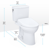 TOTO® WASHLET+® Drake® II 1G® Two-Piece Elongated 1.0 GPF Toilet and WASHLET+® S5 Bidet Seat, Cotton White - MW4543446CUFG#01
