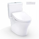 TOTO® WASHLET®+ Aquia® IV Two-Piece Elongated Universal Height Dual Flush 1.28 and 0.9 GPF Toilet and WASHLET S5 Bidet Seat, Cotton White - MW4463446CEMFGN#01
