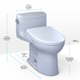 TOTO® WASHLET+® Supreme® II One-Piece Elongated 1.28 GPF Toilet and WASHLET+® S2 Bidet Seat, Cotton White - MW6343346CEFG#01