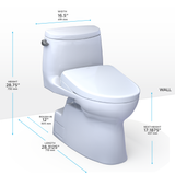 TOTO® WASHLET+® Carlyle® II One-Piece Elongated 1.28 GPF Toilet and WASHLET+® S5 Bidet Seat, Cotton White - MW6143446CEFG#01