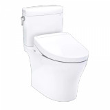 TOTO® WASHLET®+ Aquia IV® Cube Two-Piece Elongated Dual Flush 1.28 and 0.9 GPF Toilet with S5 Bidet Seat, Cotton White - MW4363446CEMFGN#01