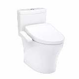 TOTO® WASHLET®+ Aquia® IV One-Piece Elongated Dual Flush 1.28 and 0.9 GPF Toilet and WASHLET S2 Bidet Seat, Cotton White - MW6463346CEMFGN#01