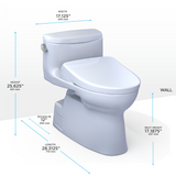 TOTO® WASHLET+® Carolina® II One-Piece Elongated 1.28 GPF Toilet and WASHLET+® S2 Bidet Seat, Cotton White - MW6443346CEFG#01
