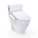 TOTO® WASHLET+® Legato One-Piece Elongated 1.28 GPF Toilet and WASHLET S2 Bidet Seat, Cotton White - MW6243346CEFG#01