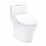 TOTO® WASHLET®+ Aquia® IV One-Piece Elongated Dual Flush 1.28 and 0.9 GPF Toilet and WASHLET S5 Bidet Seat, Cotton White- MW6463446CEMFGN#01