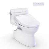 TOTO® WASHLET+® Carolina® II One-Piece Elongated 1.28 GPF Toilet and WASHLET+® S5 Bidet Seat, Cotton White - MW6443446CEFG#01