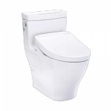 TOTO® WASHLET+® Aimes One-Piece Elongated 1.28 GPF Toilet and WASHLET S5 Bidet Seat, Cotton White - MW6263446CEFG#01