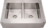 Whitehaus WHNCMAP3621EQ 36" Noah Commercial Single Bowl Sink With A Decorative Notched Front Apron - Brushed Stainless Steel