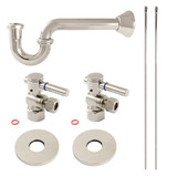 Kingston Brass Concord Bathroom Plumbing Supply Kit, 1/2" NPT Female Inlet x 3/8" O.D. Compression Outlet, Polished Nickel -  KPK406