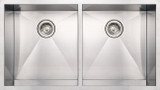 Whitehaus WHNCM3720EQ 37" Noah's Collection Commercial Double Bowl Undermount Kitchen Sink - Brushed Stainless Steel