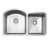 Whitehaus WHNC3220 31 7/8" Noah's Collection Chefhaus Series Double Bowl Undermount Kitchen Sink - Brushed Stainless Steel