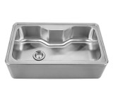 Whitehaus WHNAPA3016 Noah Single Bowl Drop-in Apron Kitchen Sink With Seamless Front 33 1/2" x 19 3/4" - Brushed Stainless Steel