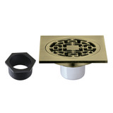 Kingston Brass Watercourse 4" Brass Square Grid Shower Drain with Flange, Antique Brass - BSF4272AB