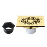 Kingston Brass Watercourse 4" Brass Square Grid Shower Drain with Flange, Polished Brass - BSF4272PB