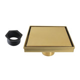 Kingston Brass Watercourse 6" Stainless Steel Square Shower Drain, Brushed Brass - BSF6627