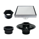 Kingston Brass Watercourse 6" Stainless Steel Square Shower Drain with Flange, Polished Chrome - BSFK6621