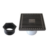 Kingston Brass Watercourse 4" Brass Square Grid Shower Drain with Flange and Hair Trap, Oil Rubbed Bronze - BSF4464ORB
