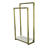 Kingston Brass Edenscape 33-5/8" Freestanding Pedestal 2-Tier Towel Rack with Wooden Shelf, Antique Brass - SCC8263