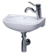 Whitehaus WH1-102L 16 1/4" Isabella Small Wall Mount Sink With Left Side Faucet Hole - White