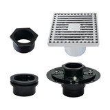 Kingston Brass Watercourse 4" Brass Square Grid Shower Drain with Flange, Polished Chrome - BSFK4464C