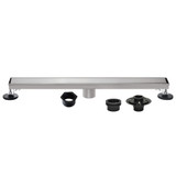 Kingston Brass Watercourse 32" Stainless Steel Linear Shower Drain with Reversible Tile Insert and Flat Grate, Drain with Base Flange and Hair Strainer, Brushed Nickel - BSFK3228