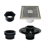 Kingston Brass Watercourse 4" Brass Square Grid Shower Drain with Flange, Polished Nickel - BSFK4464PN