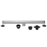 Kingston Brass Watercourse 48" Stainless Steel Linear Shower Drain with Reversible Tile Insert and Flat Grate, Drain with Base Flange and Hair Strainer, Brushed Nickel - BSFK4828