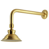 Kingston Brass Victorian 4-13/16" Round Raindrop Brass Shower Head with 12" Shower Arm, Brushed Brass - P10SBCK