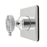 Kingston Brass Webb Single-Handle Six-Way Diverter Valve with Knurled Handle and Square Trim Kit, Polished Chrome - KS4041RKX