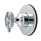 Kingston Brass Wendell Single-Handle Six-Way Diverter Valve with Knurled Handle and Round Trim Kit, Polished Chrome - KS4031RKZ