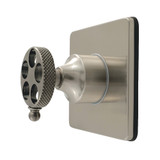 Kingston Brass Webb Single-Handle Six-Way Diverter Valve with Knurled Handle and Square Trim Kit, Brushed Nickel - KS4048RKX